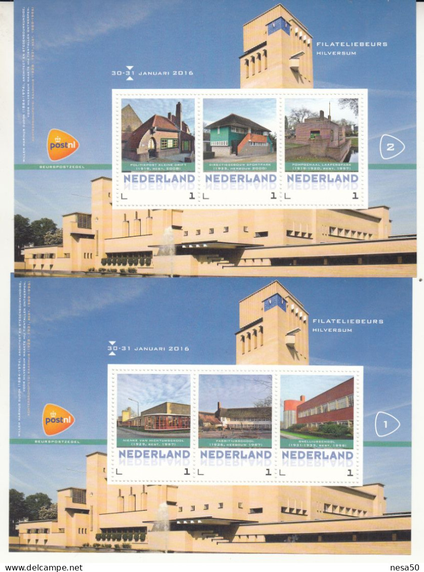 Nederland Persoonlijke Zegels, Thema: Hilversum, Politiepost, Sportpark, Pompgemaal, Scholen - Unused Stamps