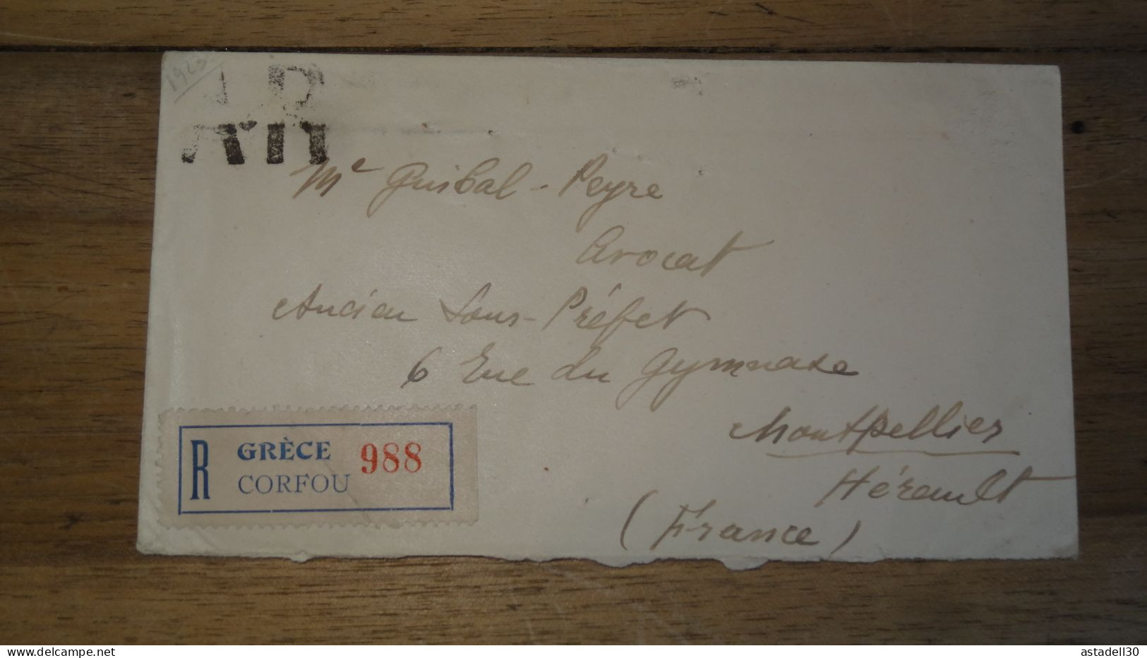 Enveloppe Recommandée GRECE, Corfou 1923  ......... Boite1 ...... 240424-124 - Lettres & Documents