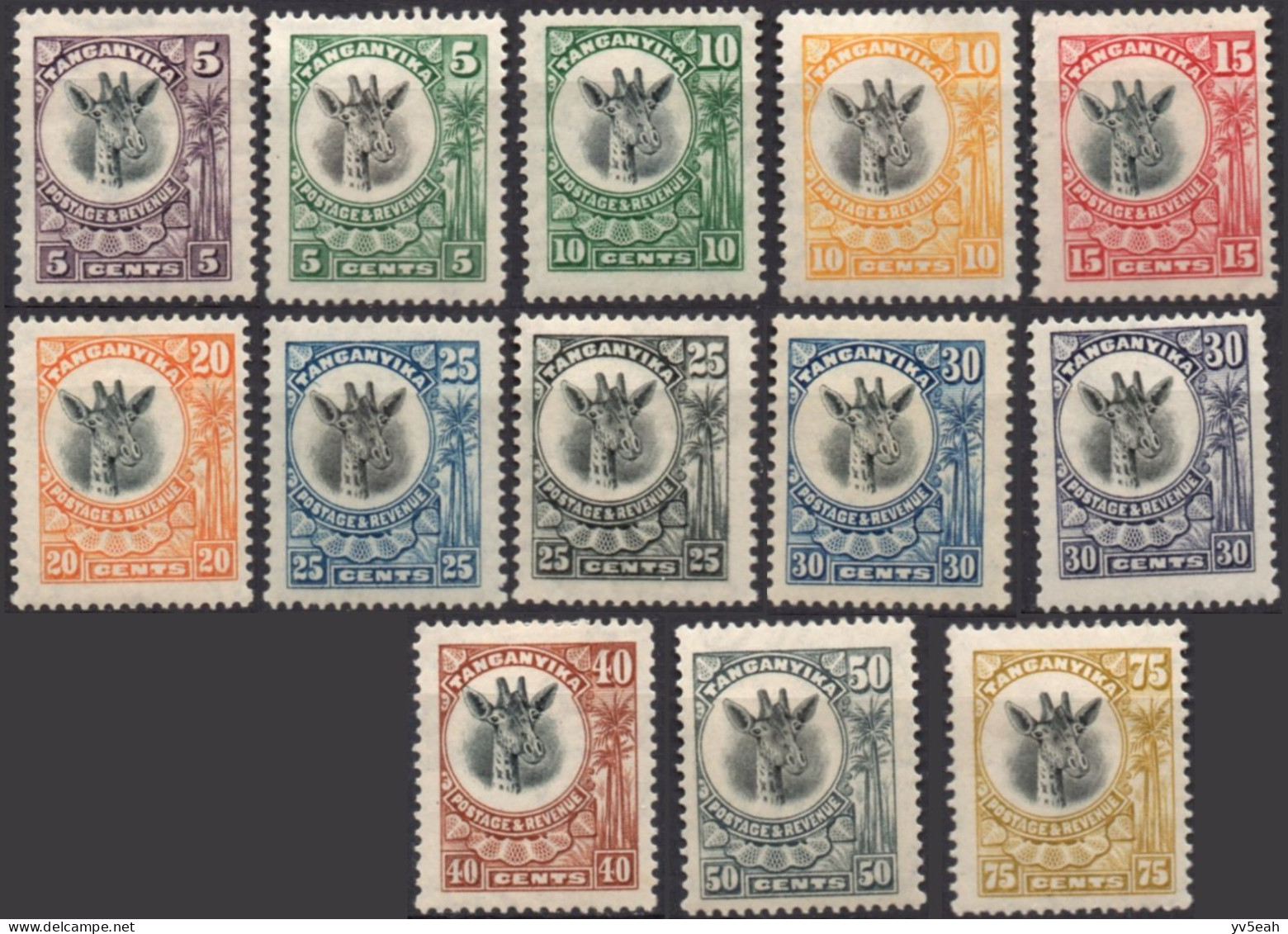 TANGANYIKA/1922-25/MH/SC#10-22/ GIRAFFE / PARTIAL SET - Tanganyika (...-1932)