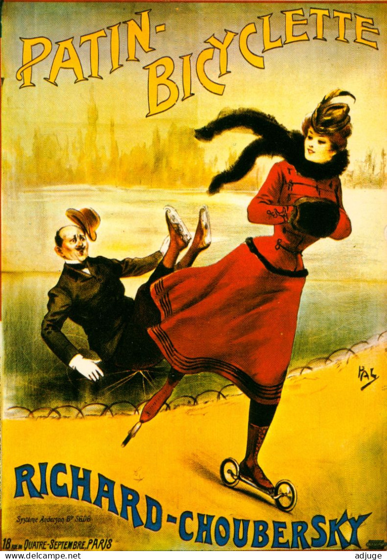 CPM- Affiche Publicité "PATIN-BICYCLETTE" Richard-Choubersky,Paris,rue Du 4 Septembre* Patineuse  Étole Vison Et Manchon - Werbepostkarten