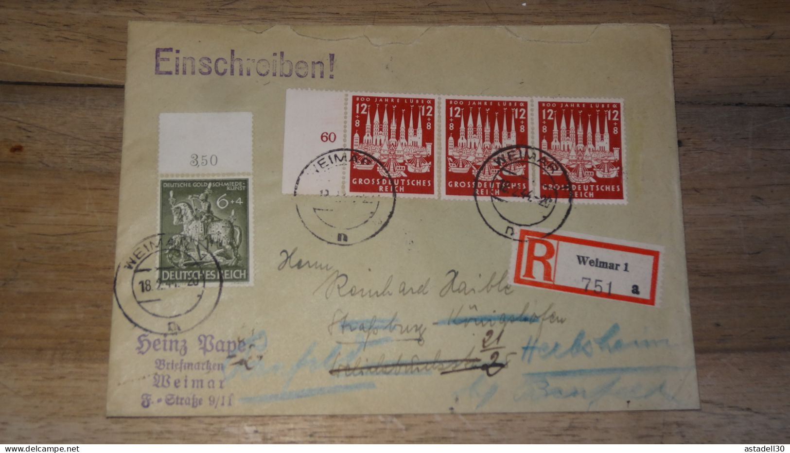 Enveloppe Recommandée Weimar 1944  ......... Boite1 ...... 240424-126 - Lettres & Documents