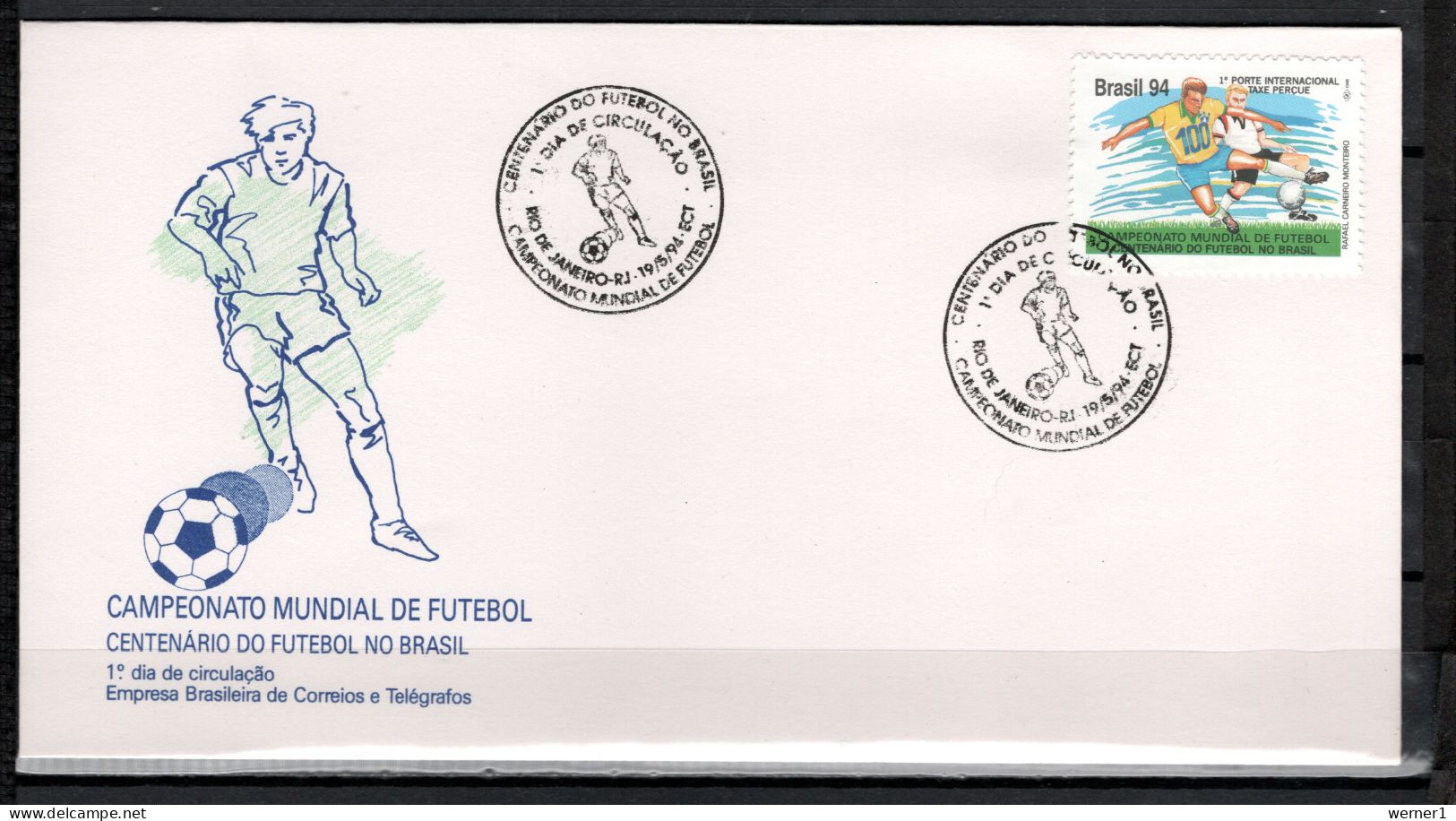 Brazil 1994 Football Soccer World Cup Stamp On FDC - 1994 – Stati Uniti