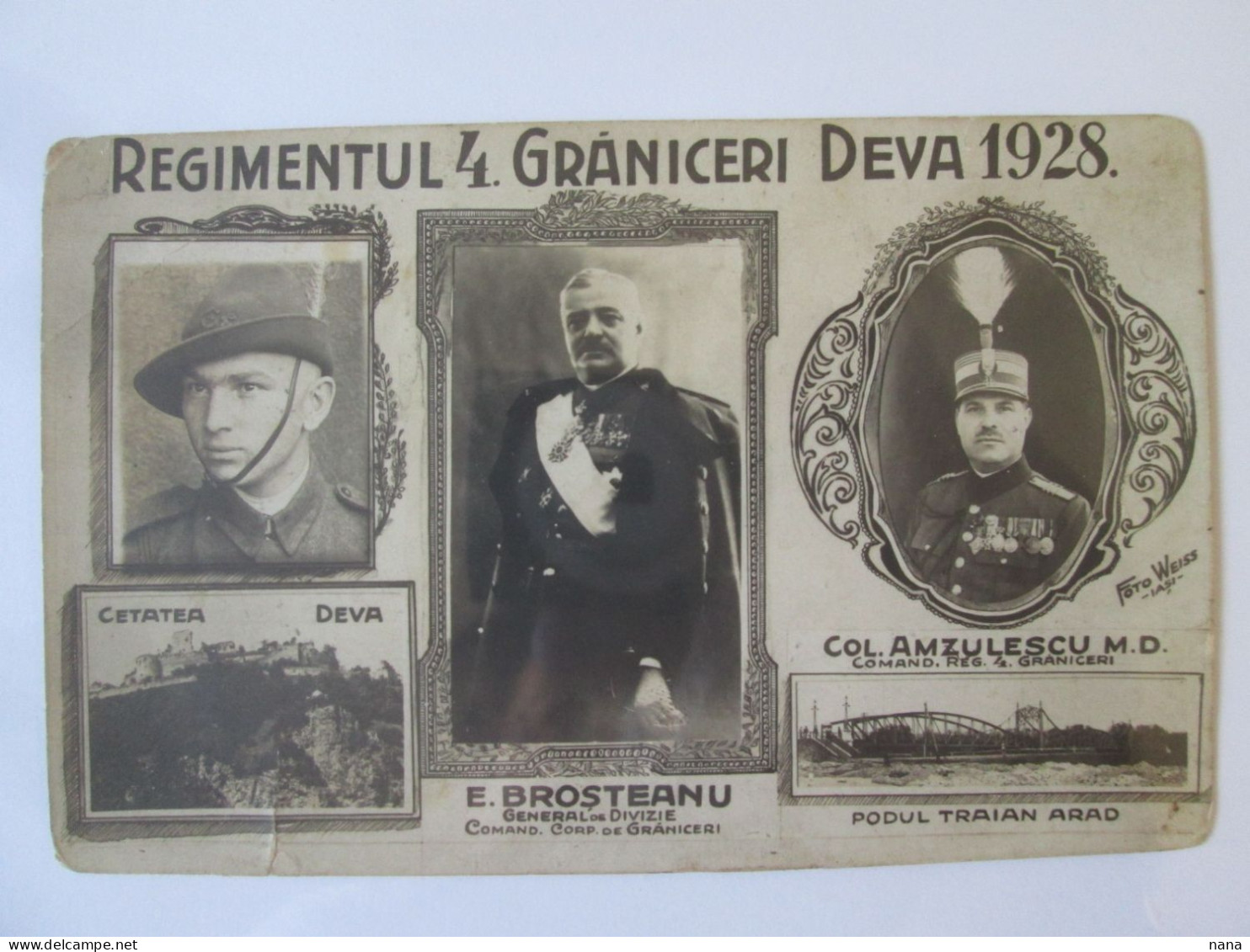 Rare! Romania-Deva:Regimentul 4 Grăniceri C.p.foto Scrisă 1929/Regiment 4 Border Guards 1929 Written Photo Postcard - Roemenië