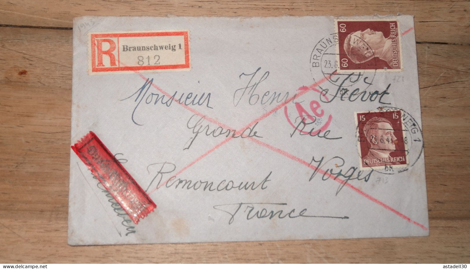 Enveloppe Recommandée Braunschweig 1943  ......... Boite1 ...... 240424-127 - Lettres & Documents