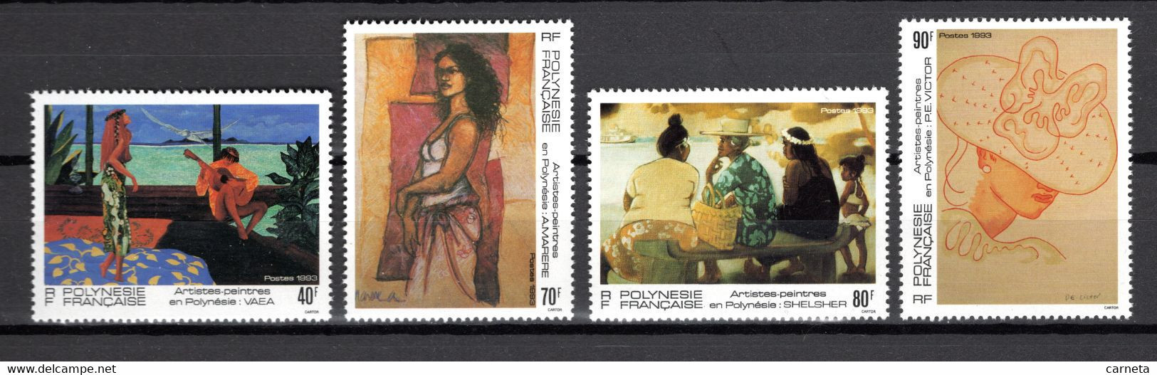 POLYNESIE  N°  445 à 448    NEUFS SANS CHARNIERE COTE  8.50€     PEINTRE TABLEAUX - Unused Stamps