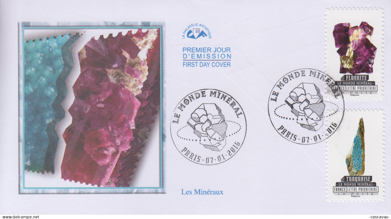 Enveloppe  FDC  1er  Jour   FRANCE    LES   MINERAUX    2016 - 2010-2019