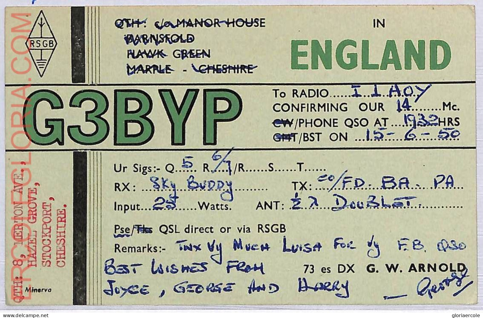 Ad9102 - GREAT BRITAIN - RADIO FREQUENCY CARD - England  - 1950 - Radio