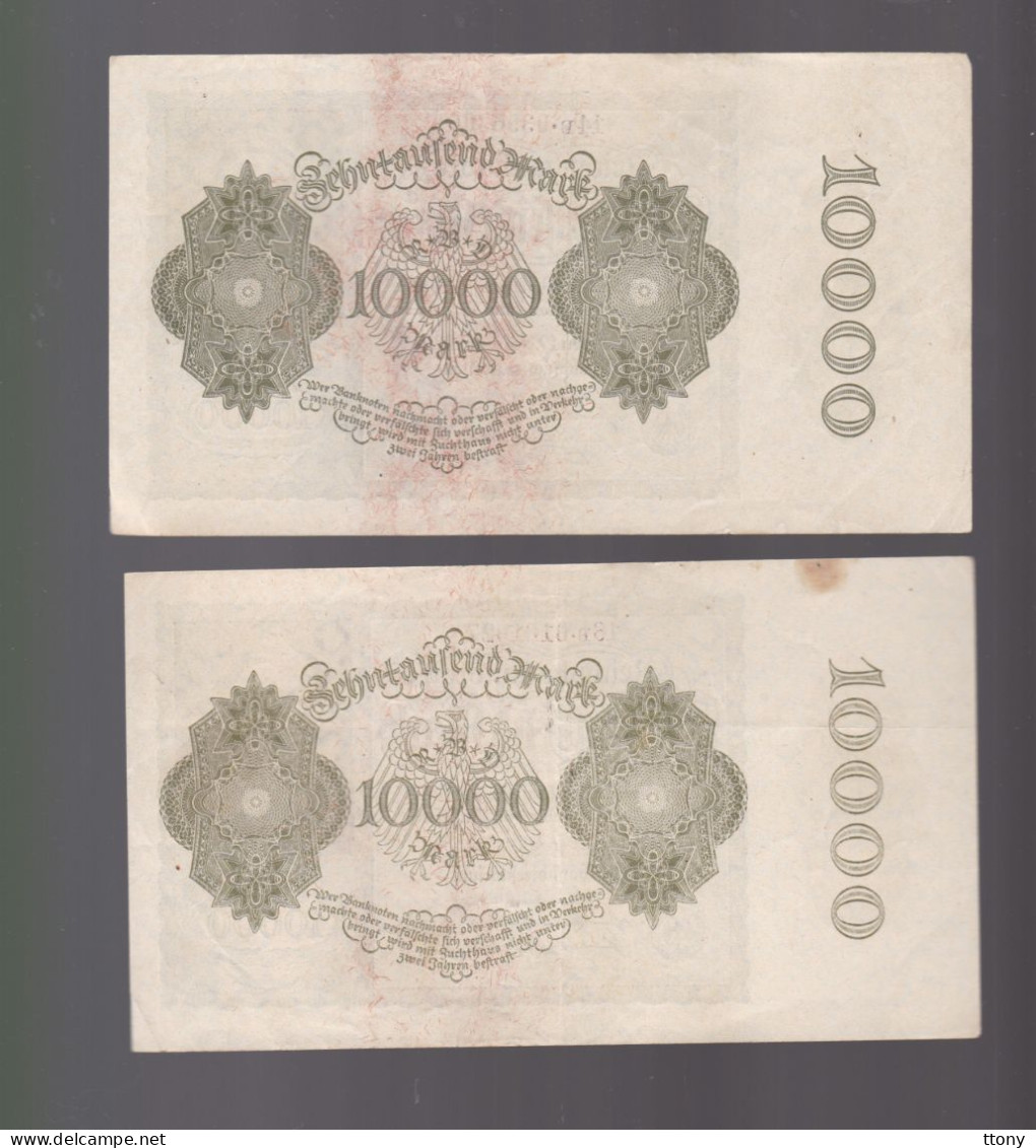 2 Billets  Allemagne    10000 Mark   Reichsbanknote  1922    République De Weimar - 10.000 Mark