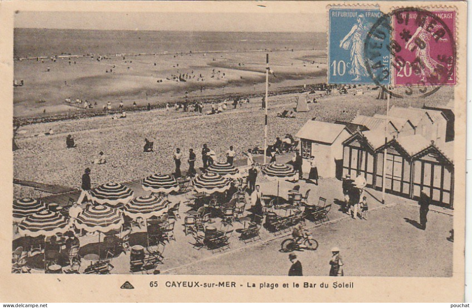 KO 5 -(80) CAYEUX SUR MER - LA PLAGE ET LE BAR DU SOLEIL - CONSOMMATEURS SOUS LES PARASOLS -  - 2 SCANS - Cayeux Sur Mer