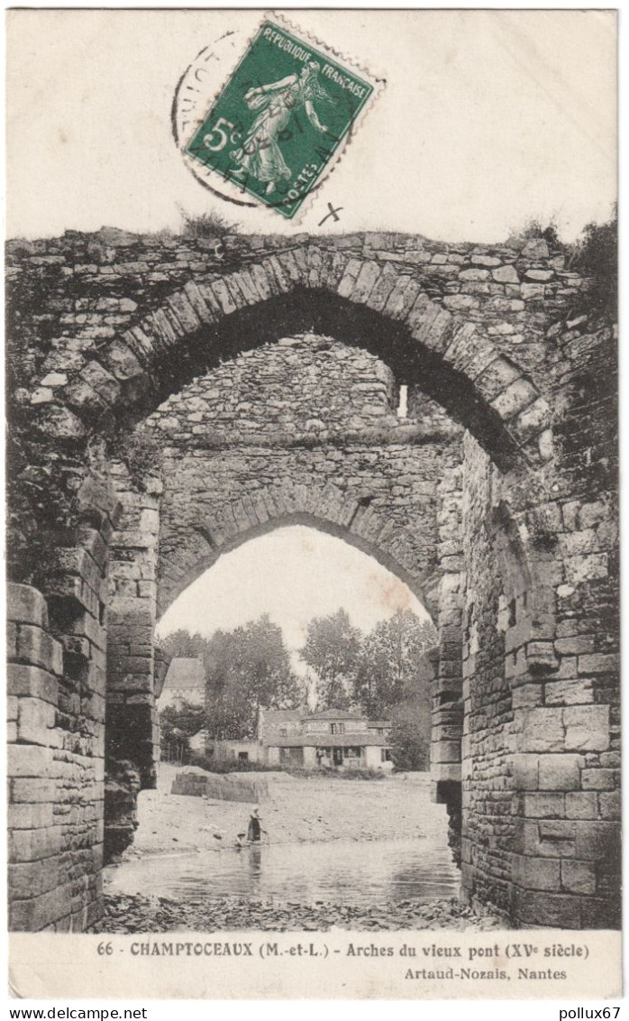 CPA DE CHAMPTOCEAUX  (MAINE ET LOIRE)  ARCHES DU VIEUX PONT (XVe SIÈCLE) - Champtoceaux