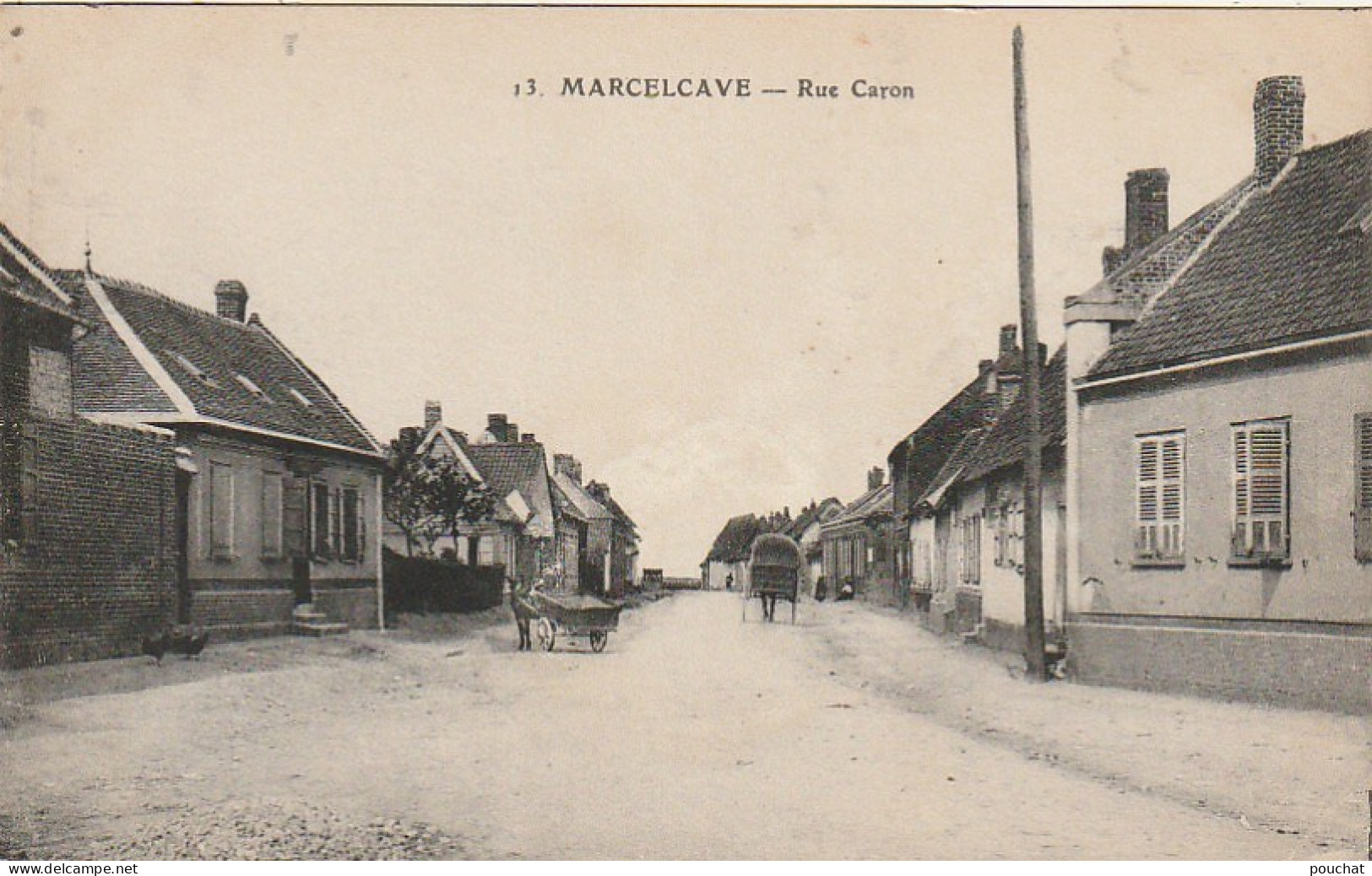 KO 6-(80) MARCELCAVE - RUE CARON - CARRIOLES - ATTELAGE ANE - 2 SCANS  - Autres & Non Classés