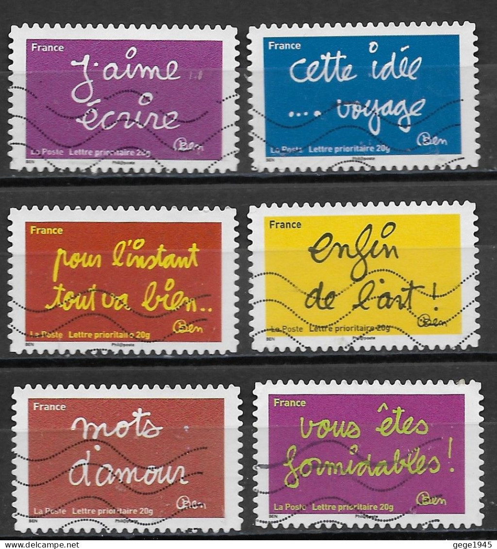 France 2011 Oblitéré Autoadhésif  N° 610 - 613 - 614 - 615 - 617 - 620   -  Sourires Par L'humoriste Ben - Used Stamps