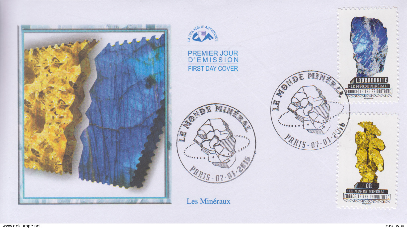 Enveloppe  FDC  1er  Jour   FRANCE    LES   MINERAUX    2016 - 2010-2019