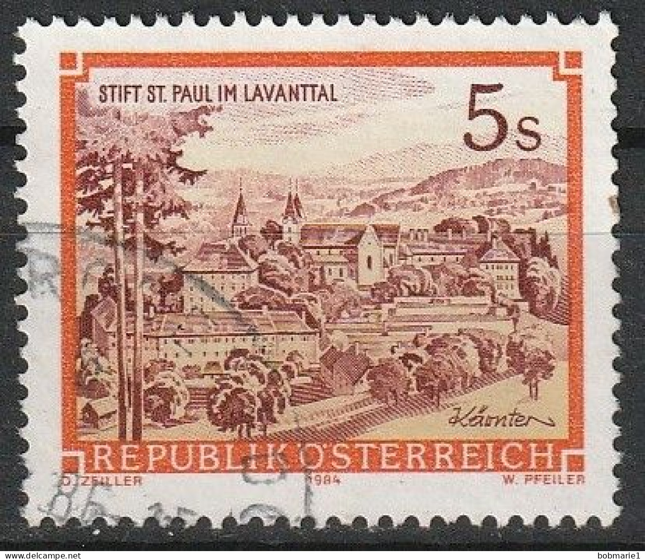 Série Monastères, Timbre Autriche Oblitéré "Monastère St. Paul Im Lavanttal" 1984 N° 1656 - Usati