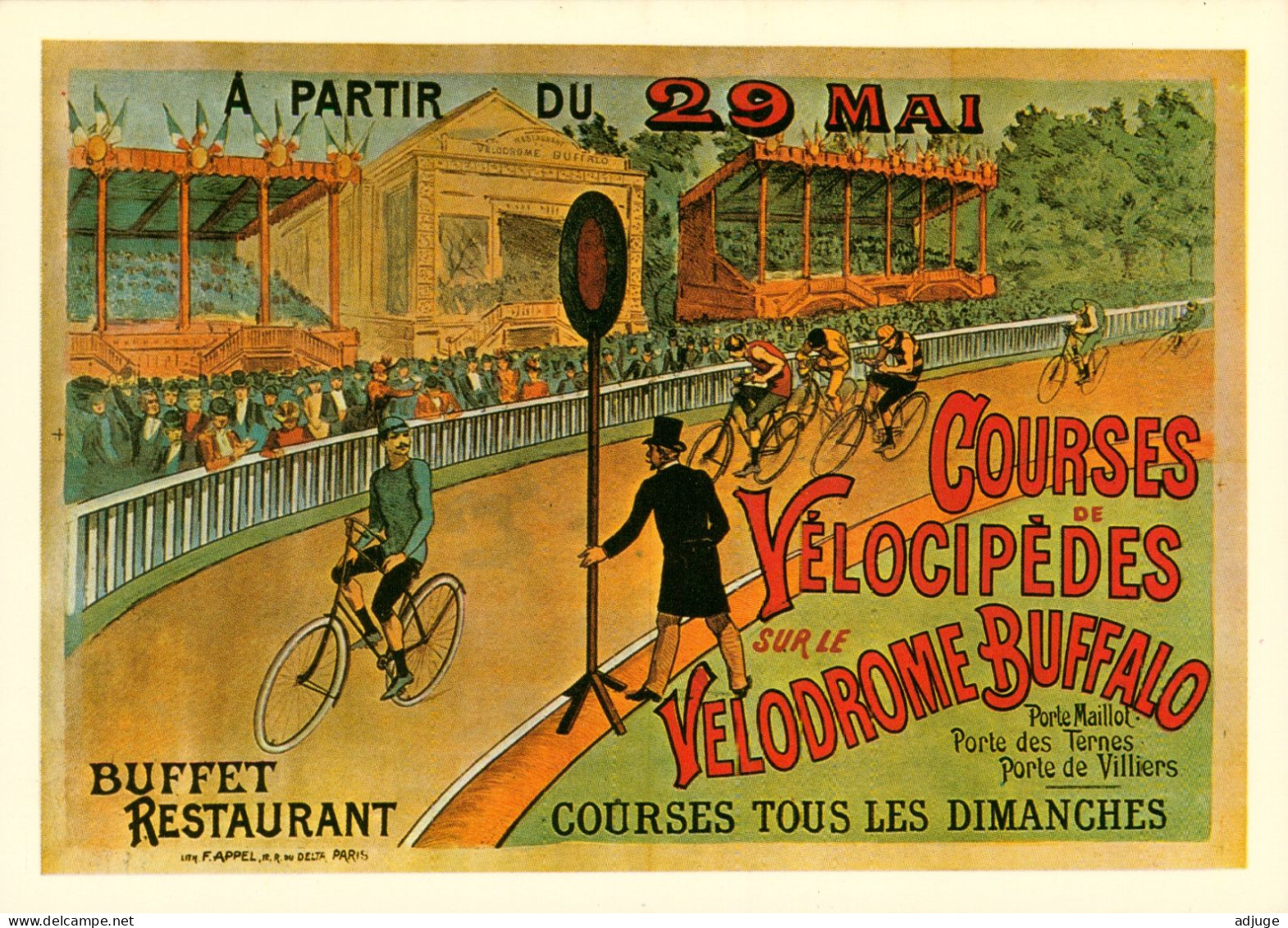 CPM- Affiche Publicité Courses De Vélocipèdes Sur Le "Vélodrome Buffalo" Paris Porte Maillot* TBE - Radsport