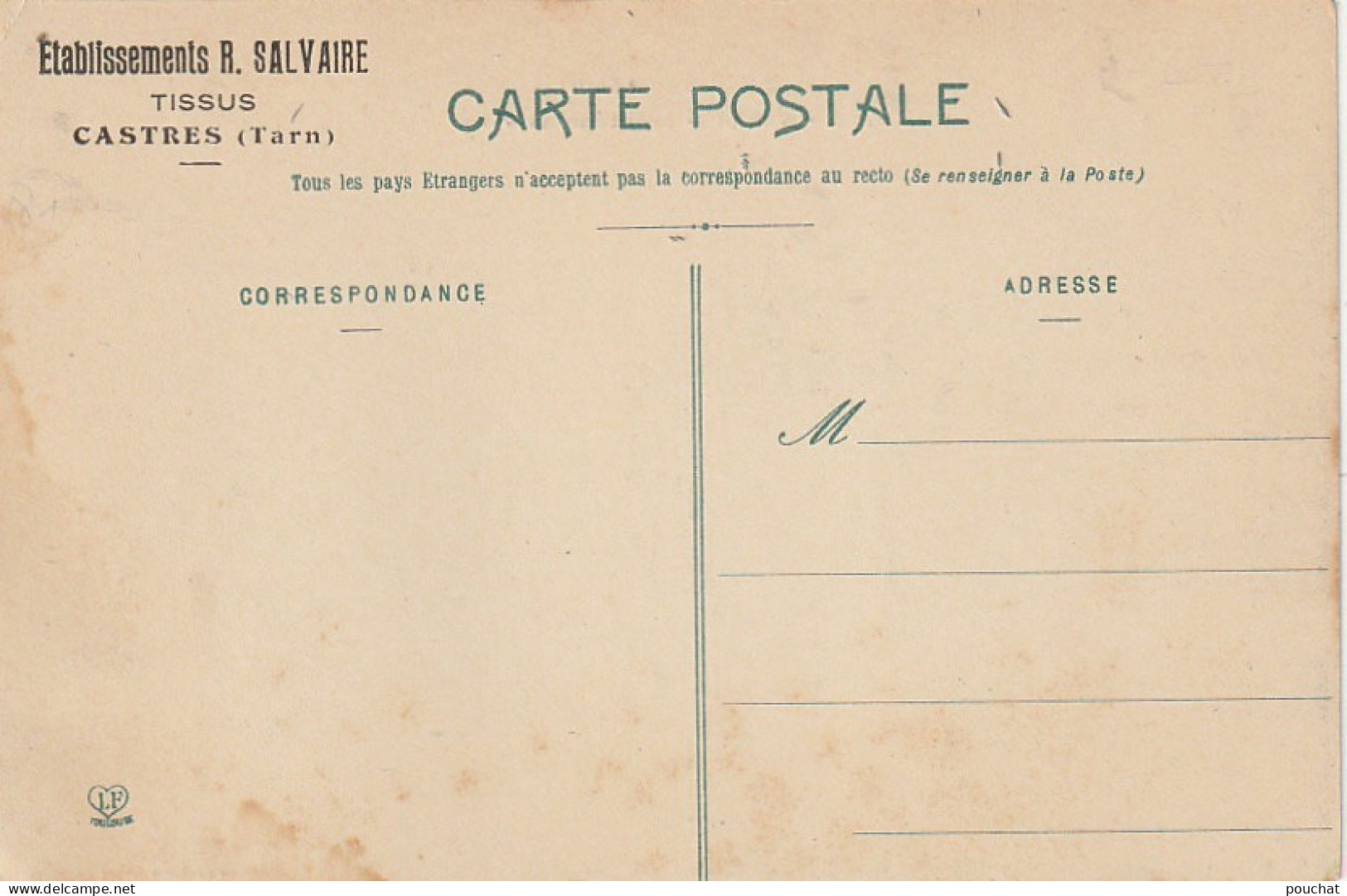 KO 8 -(81) VABRE - ENTREE DE LA VILLE - PUBLICITE  R . SALVAIRE : TISSUS , CASTRES - 2 SCANS  - Vabre