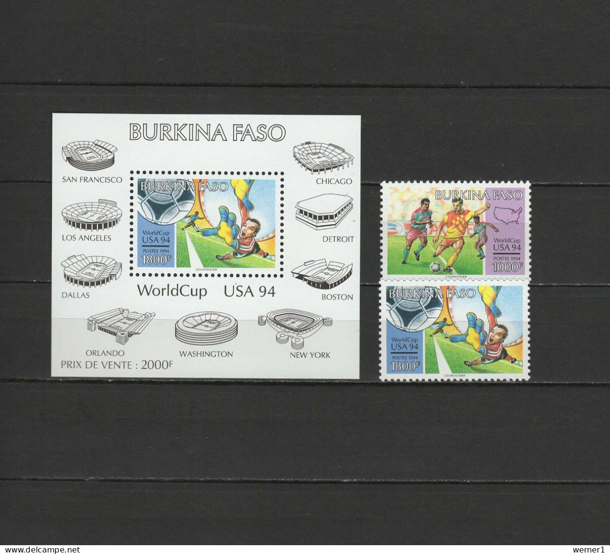 Burkina Faso 1994 Football Soccer World Cup Set Of 2 + S/s MNH - 1994 – Stati Uniti