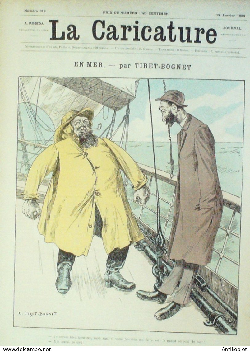 La Caricature 1886 N°318 En Mer Tiret-Bognet Octave Uzanne Dupuis Par Luque Sorel Robida - Revistas - Antes 1900