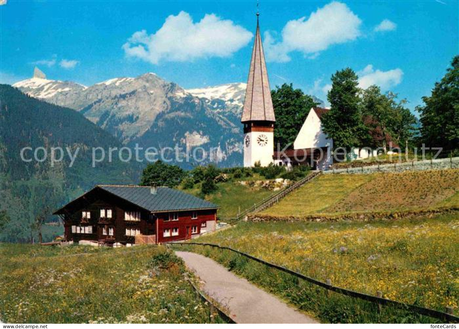 12623482 Wengen BE Prot Kirche Lobhorn Und Sulegg Wengen - Otros & Sin Clasificación