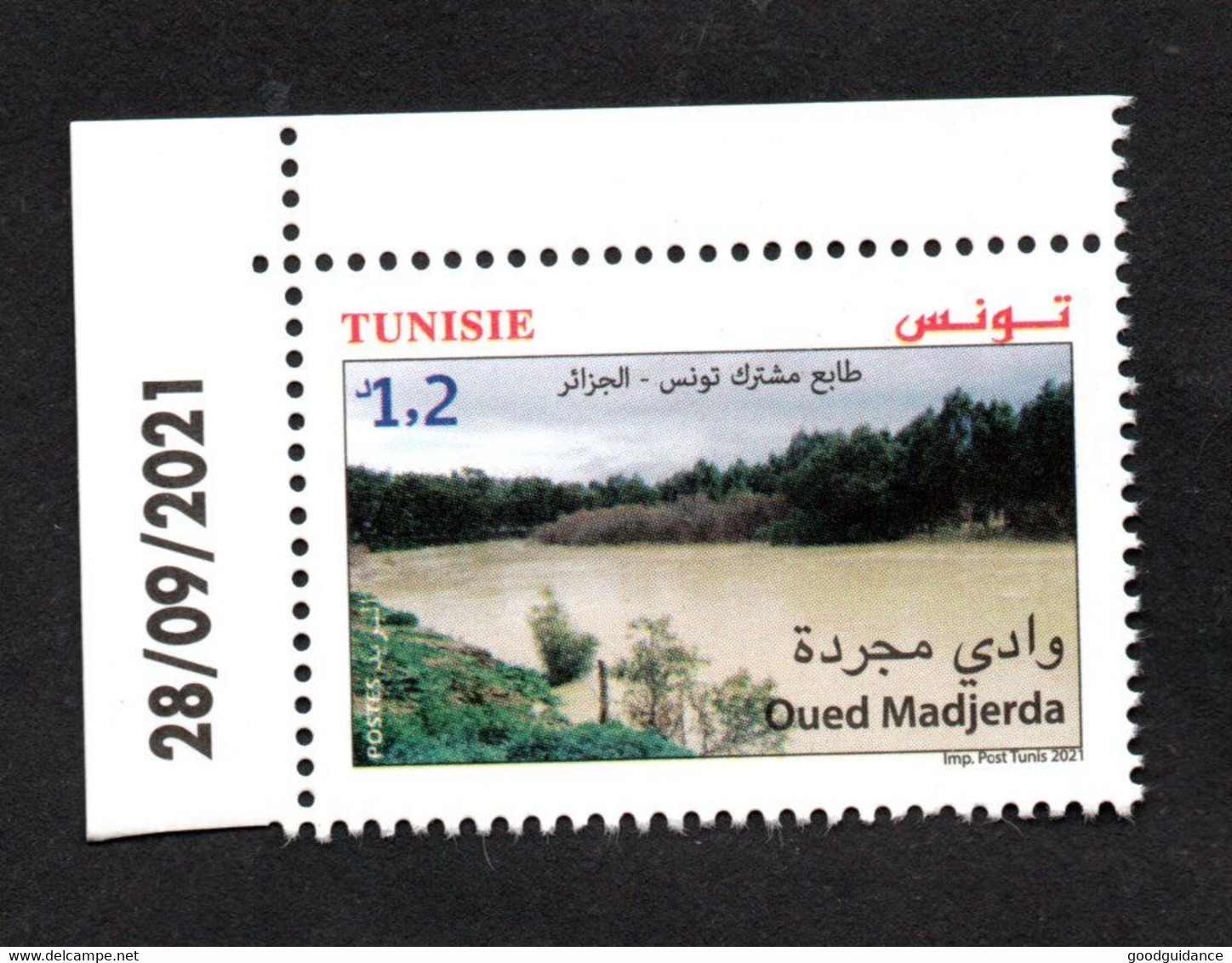 2021 - Tunisie - Timbre-poste Commun Tunisie-Algérie : Oued Madjerda- Fleuve - Série Complète 1v.MNH** Coin Daté - Algeria (1962-...)