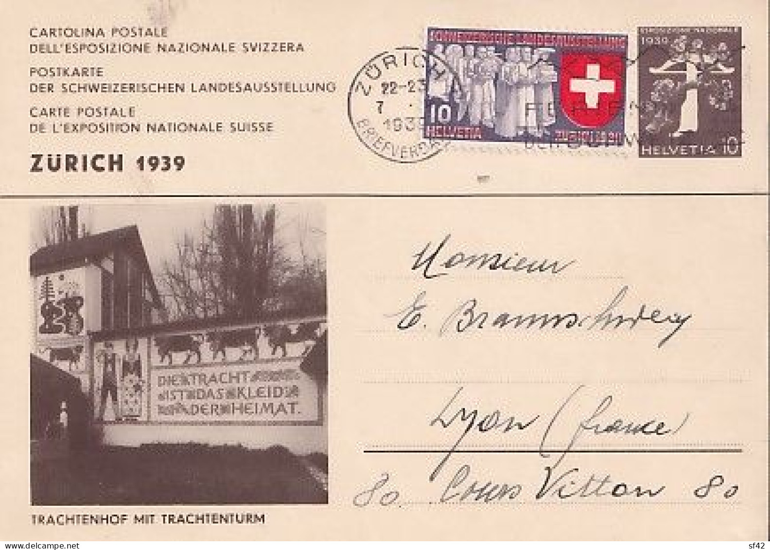 ENTIER  10  C       CARTE POSTALE DE L EXPOSITION NATIONALE SUISSE  ZURICH 1939 - Postwaardestukken