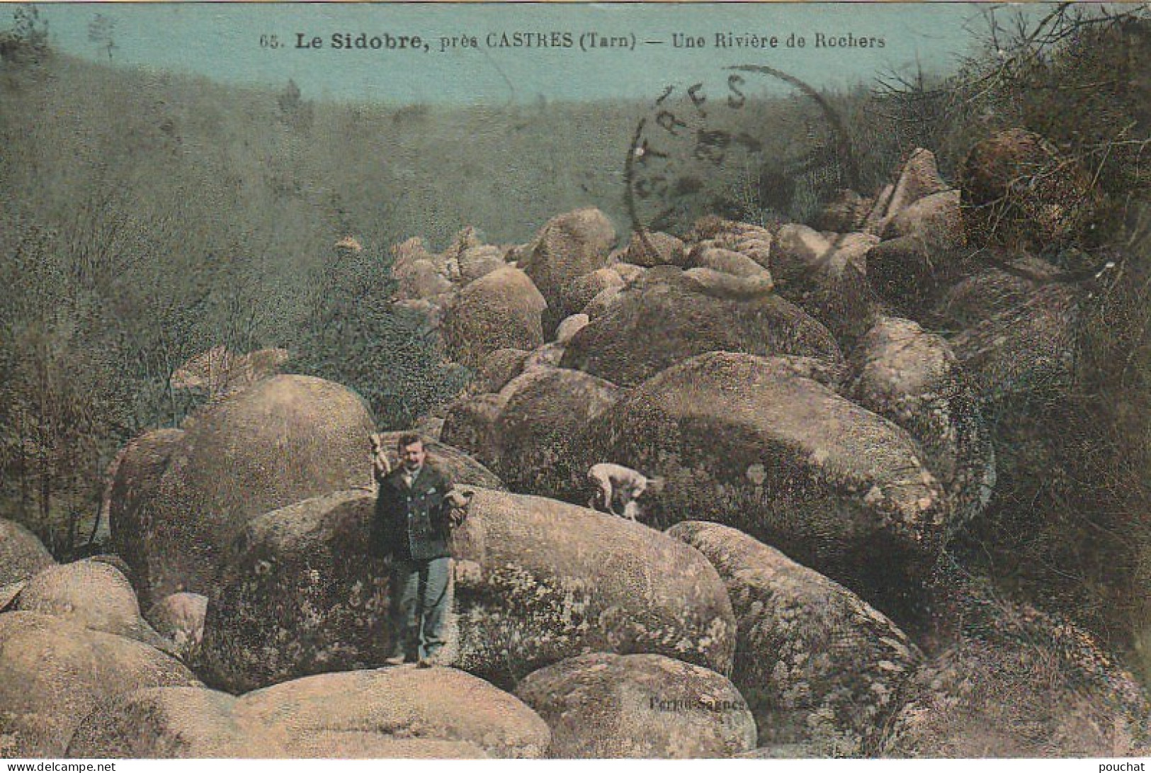 KO 12-(81) LE SIDOBRE , PRES CASTRES - UNE RIVIERE DE ROCHERS - CARTE COLORISEE  - 2 SCANS - Autres & Non Classés