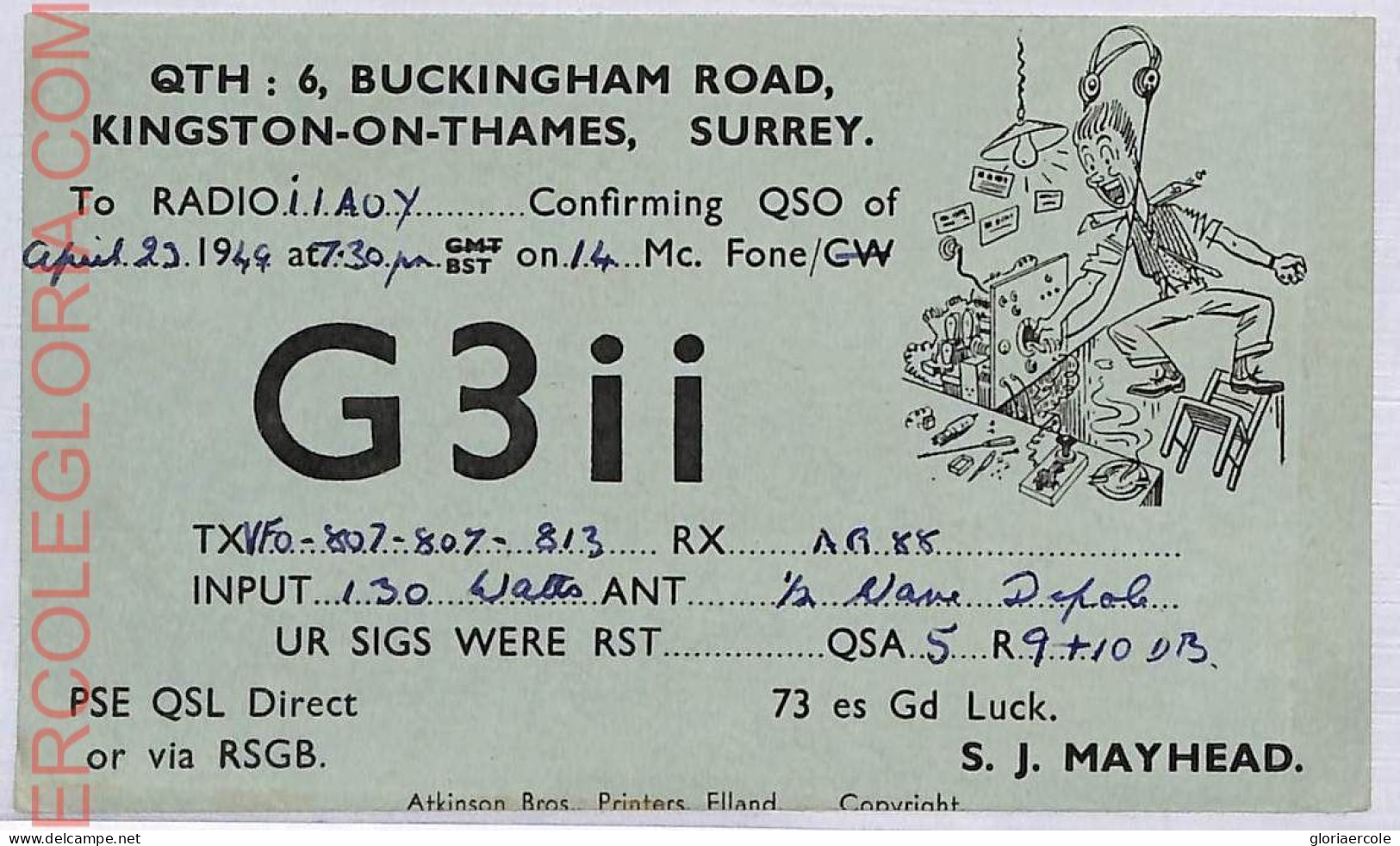 Ad9106 - GREAT BRITAIN - RADIO FREQUENCY CARD - England - 1949 - Radio