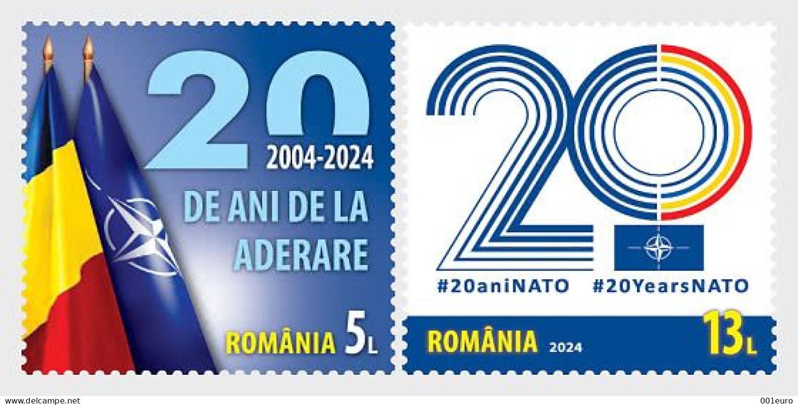 ROMANIA 2024: 20 YEARS NATO MEMBERSHIP, 2 Unused Stamps - Registered Shipping! - Unused Stamps