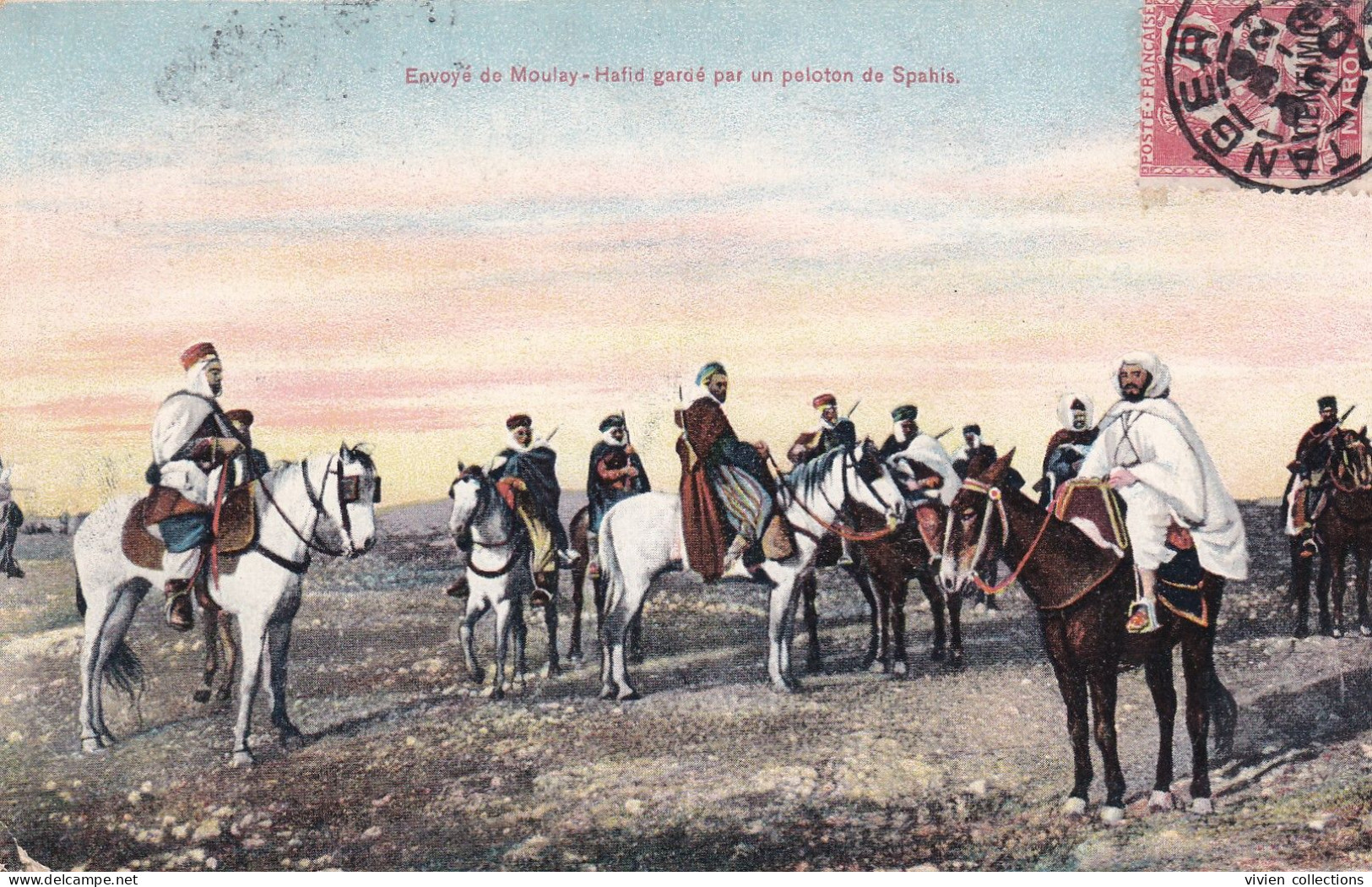 Maroc Envoyé De Moulay Hafid Gardé Par Un Peloton De Spahis Circulée De Tanger 1909 - Andere & Zonder Classificatie