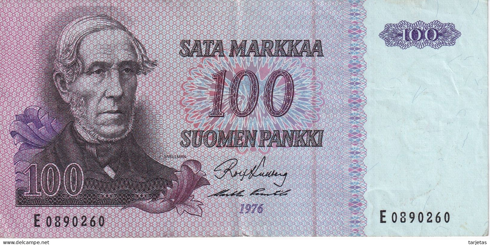 BILLETE DE FINLANDIA DE 100 MARKKAA DEL AÑO 1976 EN CALIDAD EBC (XF) (BANKNOTE) - Finlande