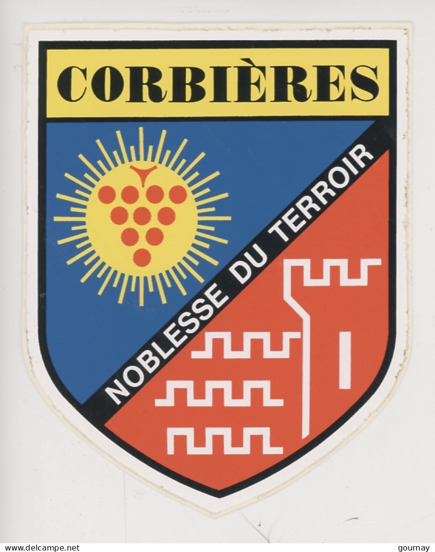 Autocollant  "Corbières Noblesse Du Terroir" Blason écusson Adhésif Silhouette Tou Château Fort - Autres & Non Classés