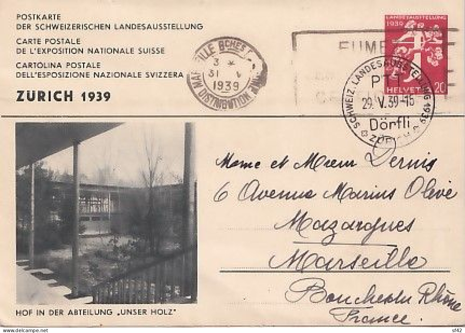 ENTIER  10  C       CARTE POSTALE DE L EXPOSITION NATIONALE SUISSE  ZURICH 1939 - Stamped Stationery