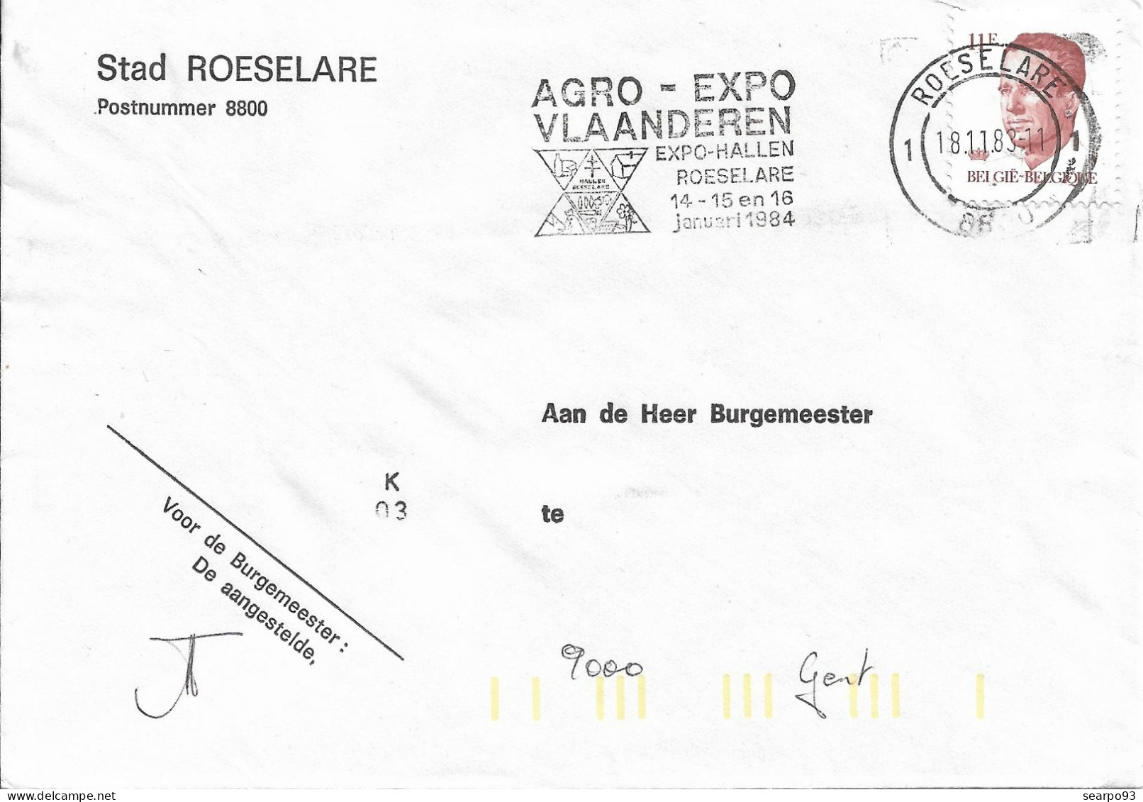BELGIUM. POSTMARK. AGRO EXPO. ROESELARE. 1984 - Andere & Zonder Classificatie