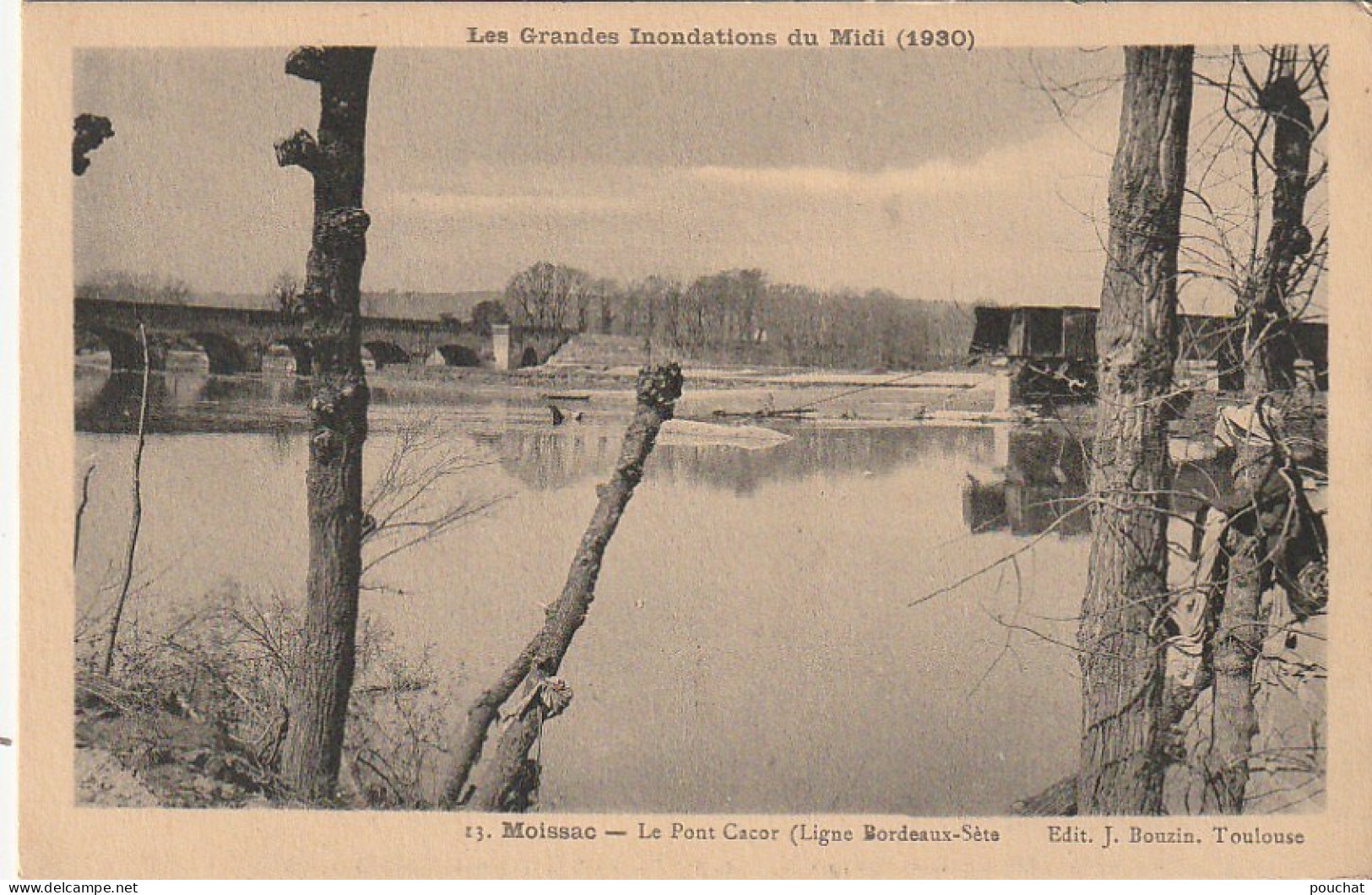 KO 15-(82) MOISSAC - INONDATIONS DU MIDI 1930 - LE PONT CACOR ( LIGNE BORDEAUX SETE )  - 2 SCANS - Floods