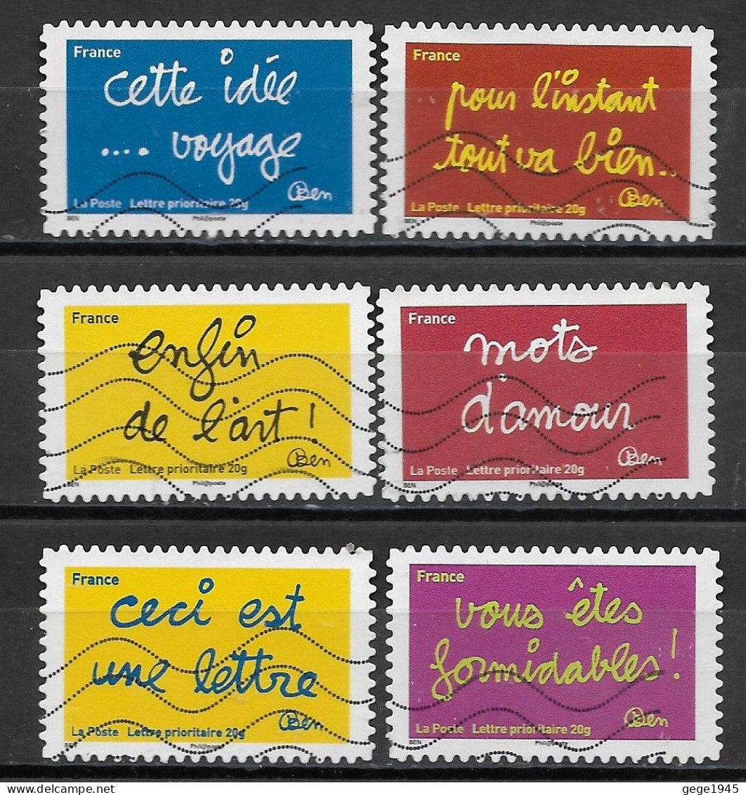 France 2011 Oblitéré Autoadhésif  N° 613 - 614 - 615 - 617 - 618 - 620   -   Sourires Par L'humoriste Ben - Used Stamps