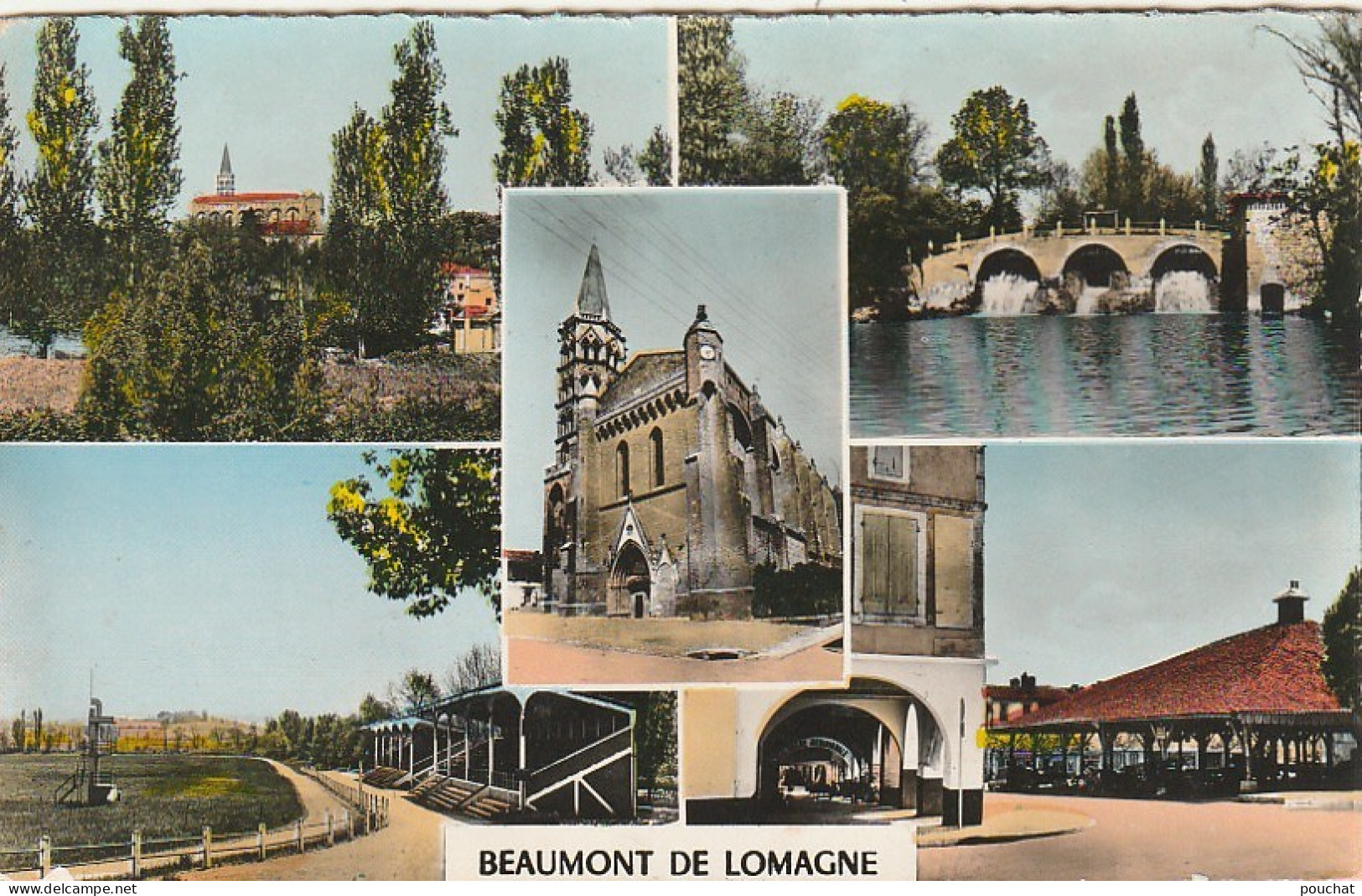 KO 16-(82) BEAUMONT DE LOMAGNE - CARTE MULTIVUES COULEURS : CHUTE DE LA GIMONE , L' HIPPODROME , LES HALLES..- 2 SCANS - Beaumont De Lomagne