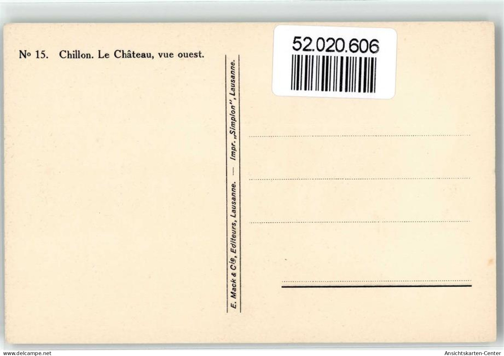 52020606 - Chillon Chateau - Andere & Zonder Classificatie