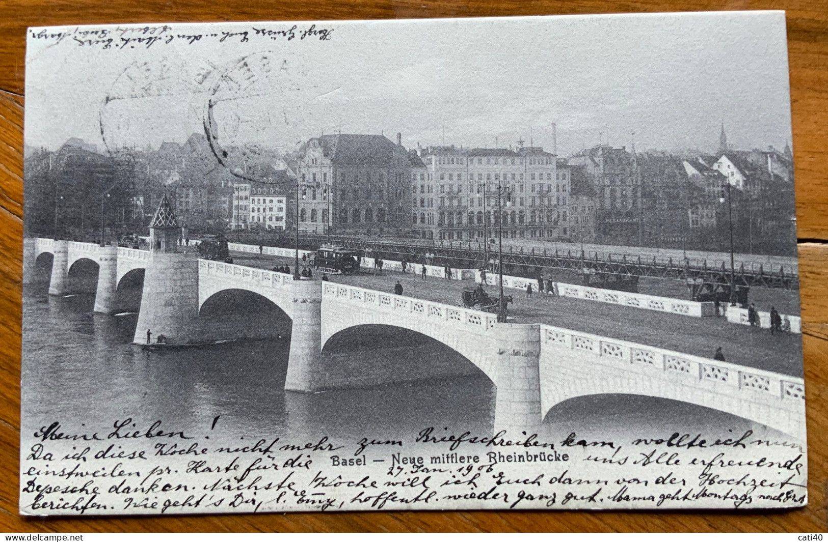 BASEL - NEUEMITTLERE RHEINBRUKE  - PER BADEN BADEN IL  27/1/1906 - Basel