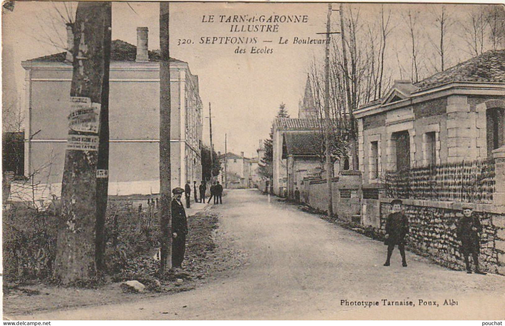 KO 17 -(82) SEPTFONDS - LE BOULEVARD DES ECOLES - VILLAGEOIS , ENFANTS - 2 SCANS - Autres & Non Classés