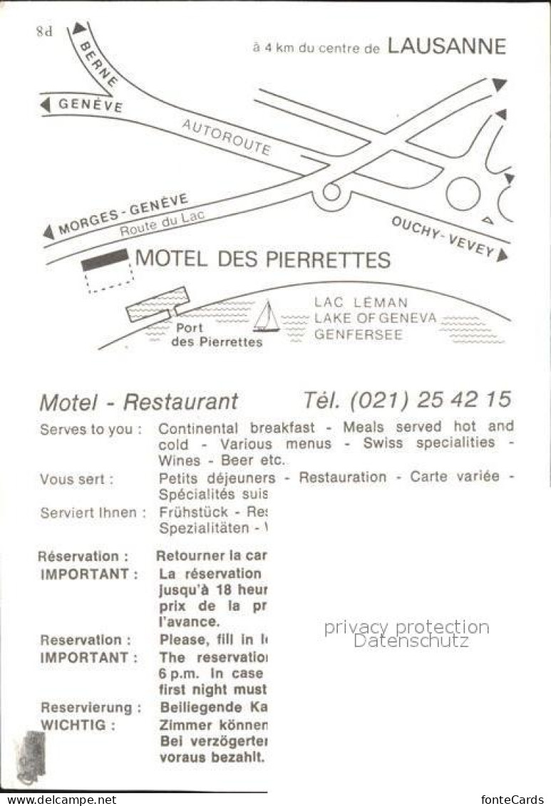 12614984 Lausanne VD Motel Des Pierrettes Lausanne - Andere & Zonder Classificatie