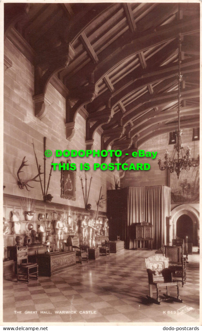 R540420 Warwick Castle. The Great Hall. Walter Scott. RP. 1934 - Monde