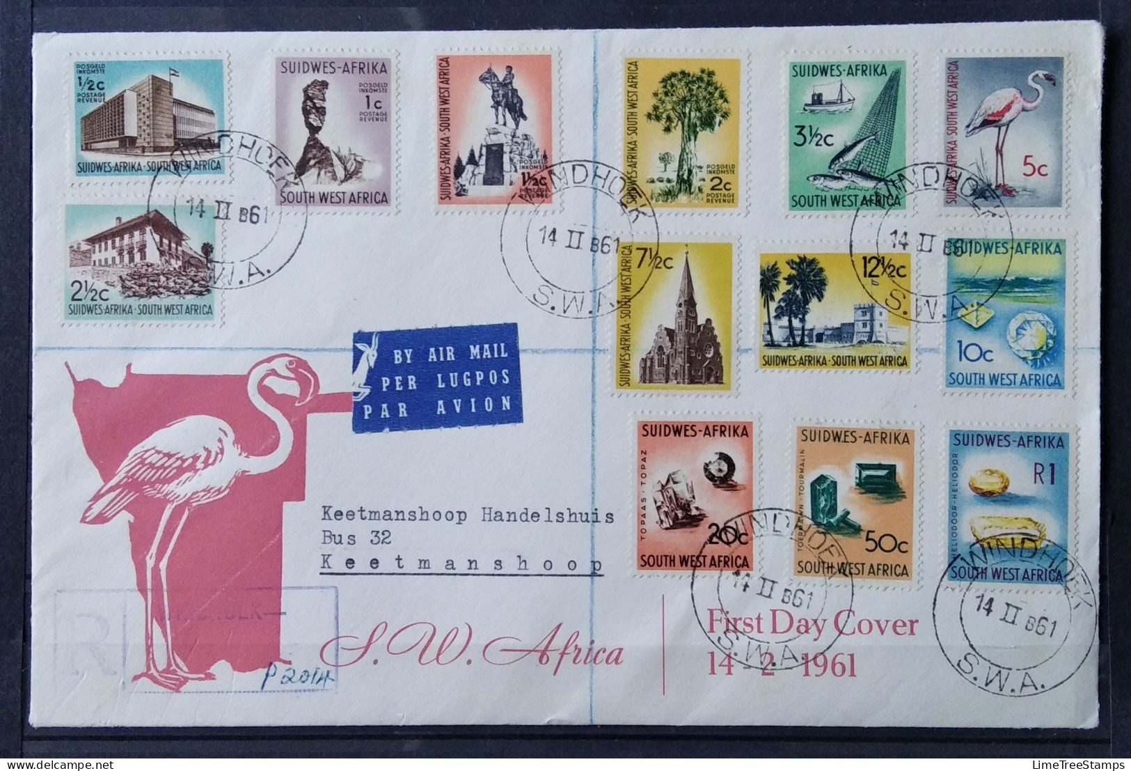 SOUTH WEST AFRICA 1961 Local Motives FDC Bilingual Stamps - Windhoek Cancel - Afrique Du Sud-Ouest (1923-1990)