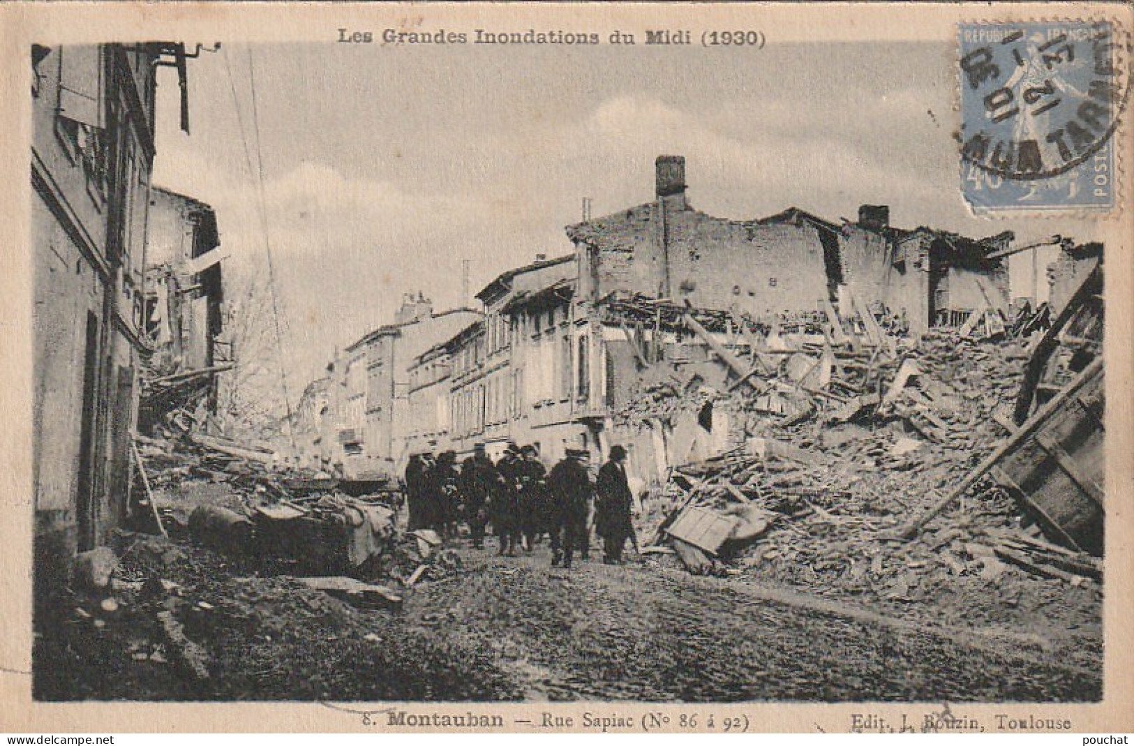 KO 19-(82) MONTAUBAN - INONDATIONS DU MIDI 1930 - RUE SAPIAC - VISITE DES DECOMBRES - 2 SCANS - Inondations