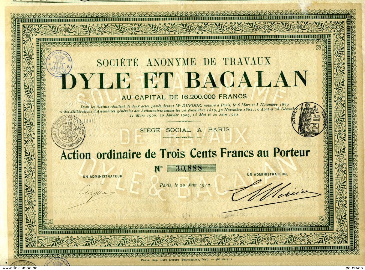 S.A. De Travaux DYLE Et BACALAN - Mijnen