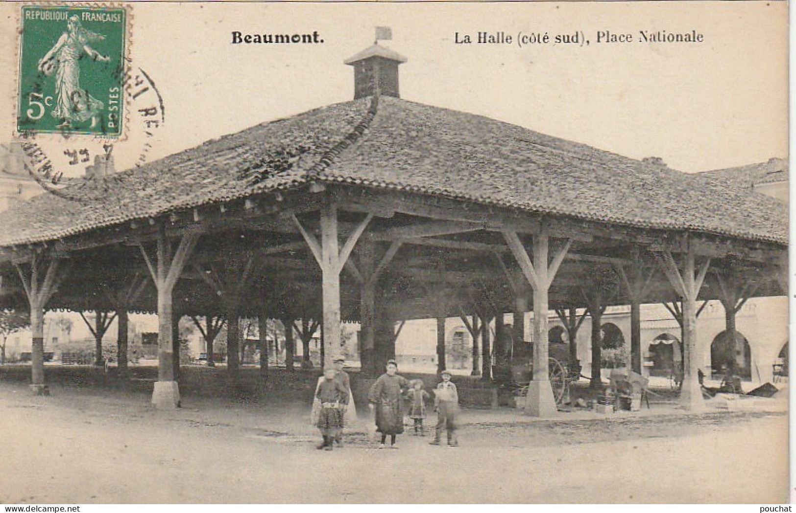 KO 19-(82) BEAUMONT - LA HALLE (COTE SUD) - PLACE NATIONALE - VILLAGEOIS - 2 SCANS  - Beaumont De Lomagne