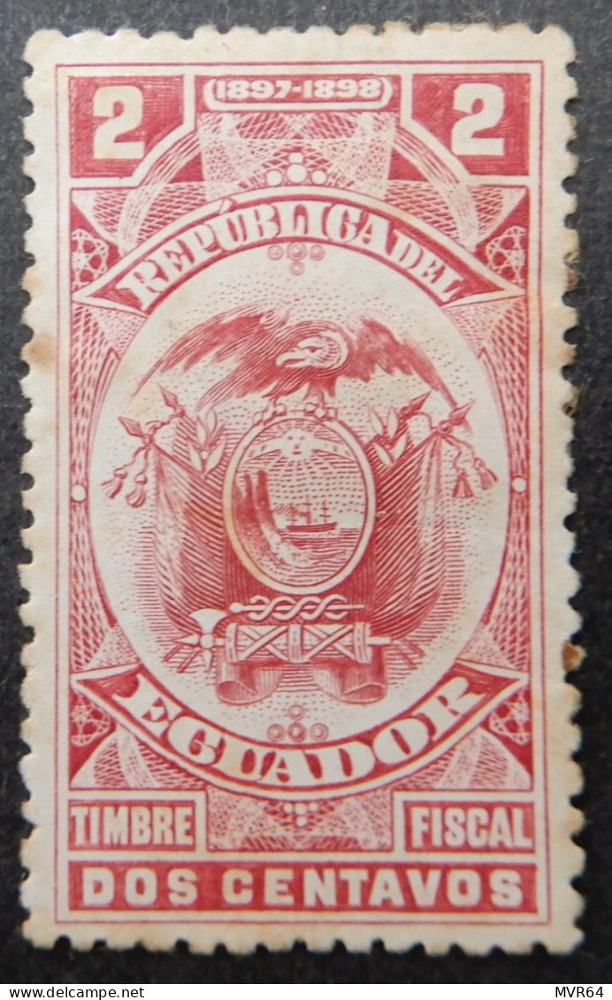 Ecuador 1897 1898 (2) Coat Of Arms Fiscal Stamp - Ecuador