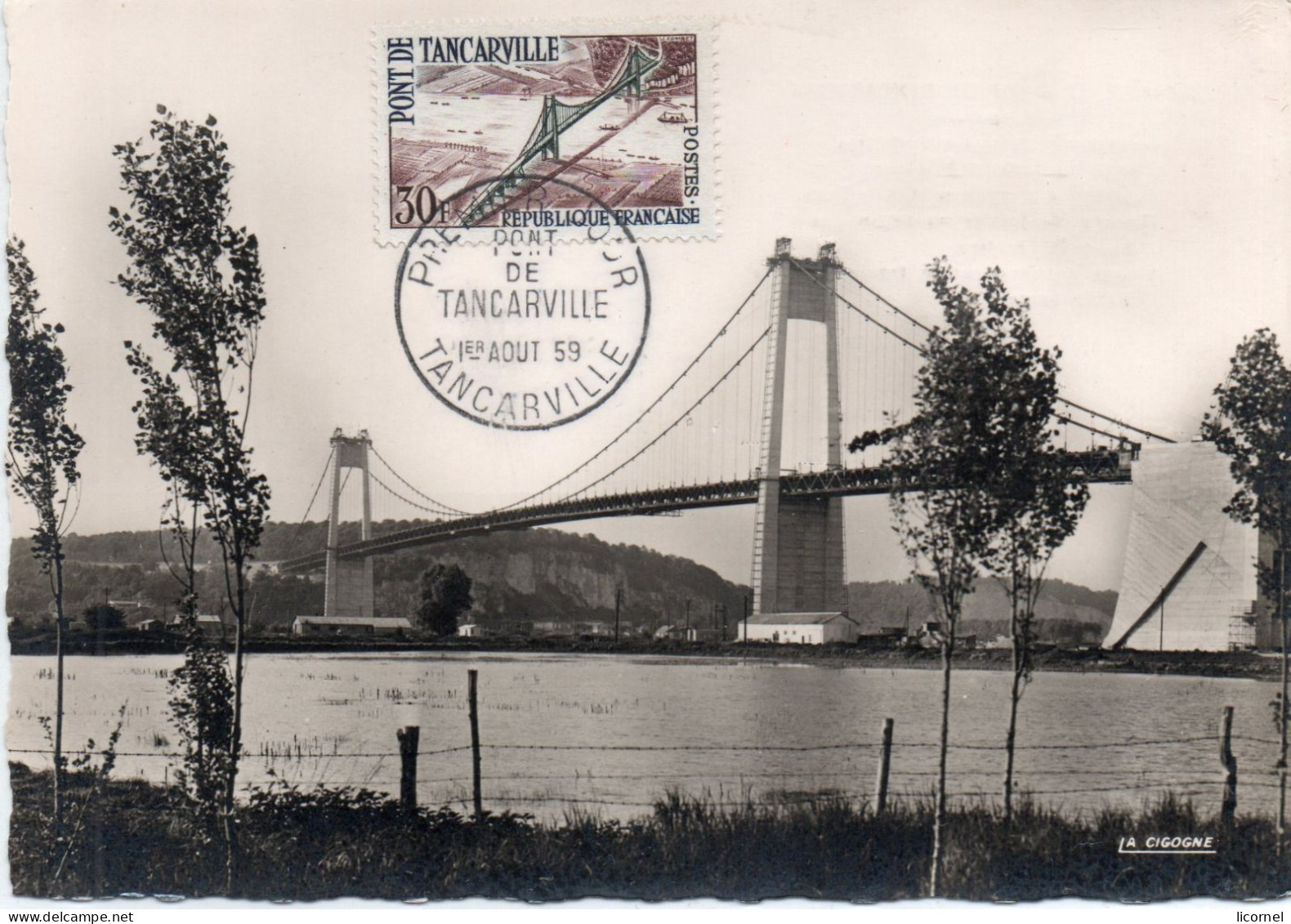 Cartes Maxi  1959 Premier Jour: Pont De Tancarville - 1950-1959