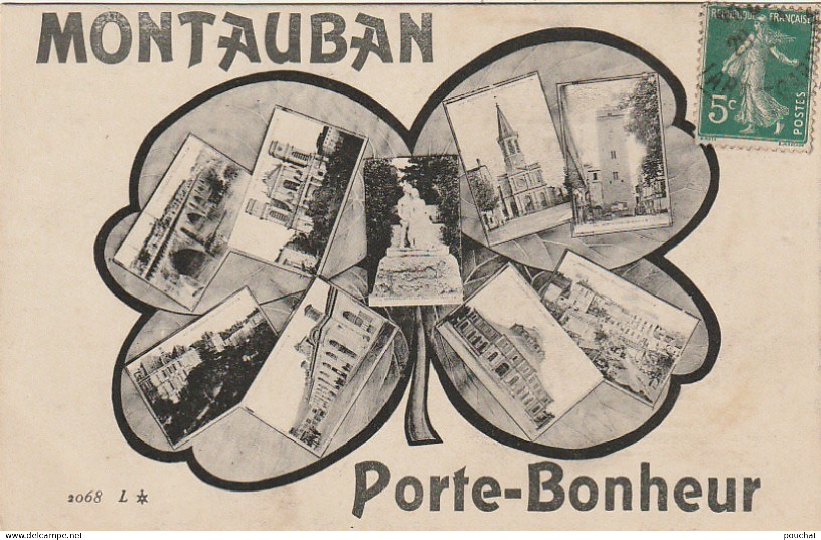 KO 20-(82 ) MONTAUBAN  PORTE BONHEUR - CARTE  TREFLE MULTIVUES  - 2 SCANS - Montauban