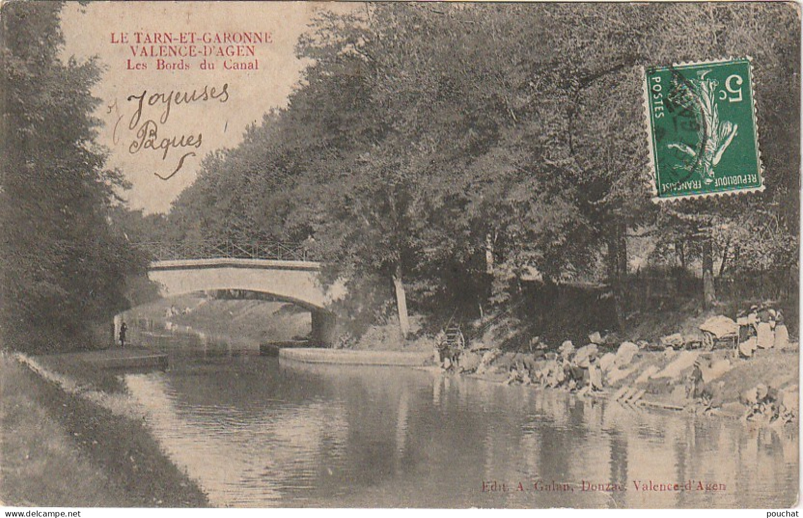 KO 20-(82) VALENCE D' AGEN -  LES BORDS DU CANAL - LAVANDIERES - 2 SCANS - Valence