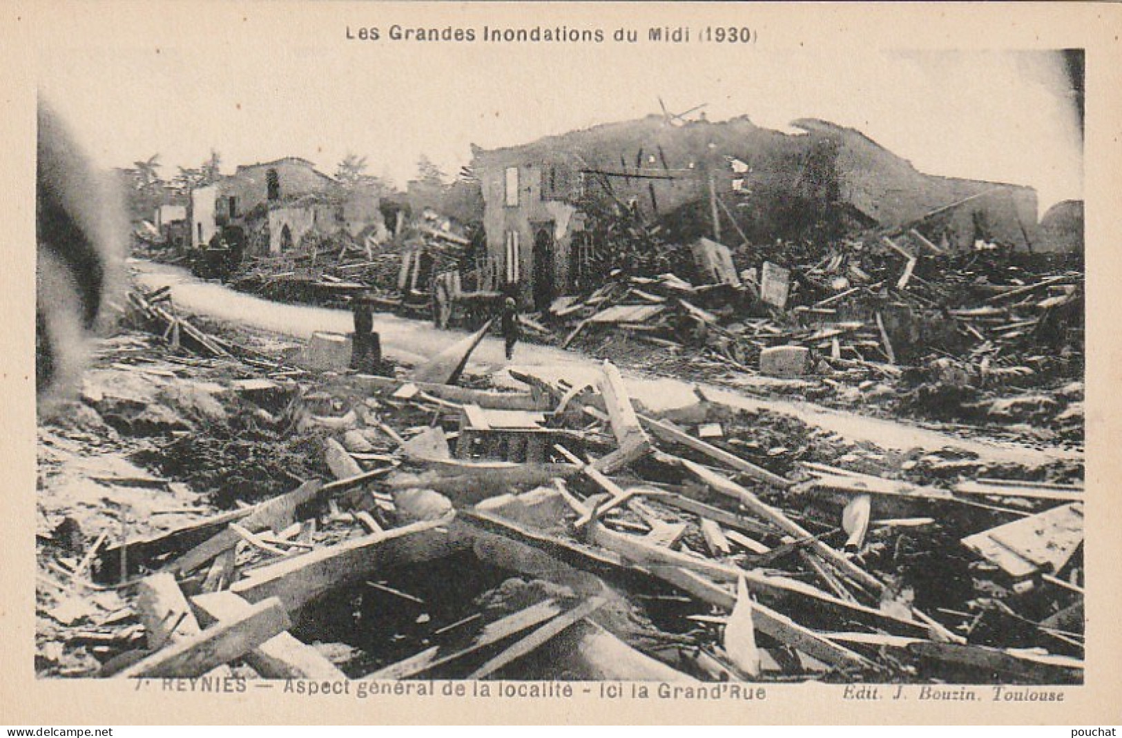 KO 20-(82) REYNIES - INONDATIONS DU MIDI 1930 - ASPECT GENERAL DE LA LOCALITE - LA GRAND' RUE - 2 SCANS - Überschwemmungen